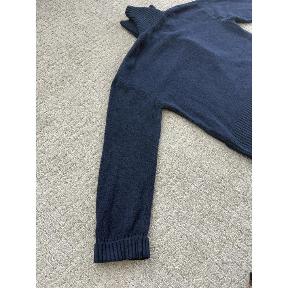 Free People Trading Up Polo Sweater S Navy Chunky Preppy Collared Relaxed Knit